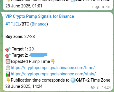 Trading signal proof: TFUEL pump from Binance, 28 June 2025, 15:01