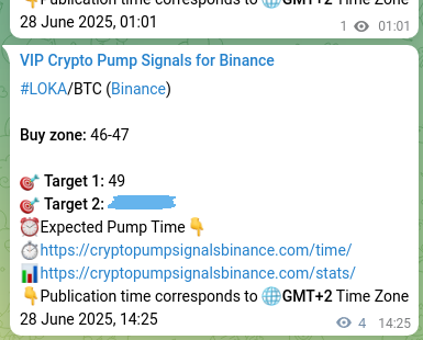 Binance exchange signal proof for LOKA, 28 June 2025, 15:13