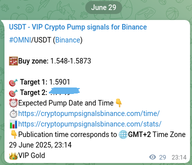 OMNI pump signal verification from Binance, timestamp: 30 June 2025, 00:03