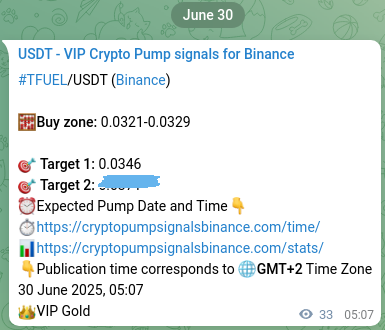 Crypto signal proof: TFUEL pump on Binance, 30 June 2025, 06:02