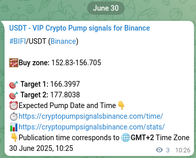 Crypto market signal confirmation: BIFI pump on Binance, 30 June 2025, 10:30