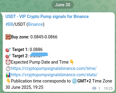 Crypto market signal proof: BB pump on Binance, 30 June 2025, 19:27