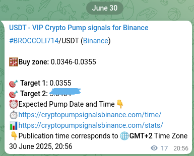 Market signal verification: BROCCOLI714 on Binance at 30 June 2025, 21:24