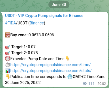 Binance pump signal verification for FIDA at 30 June 2025, 23:07