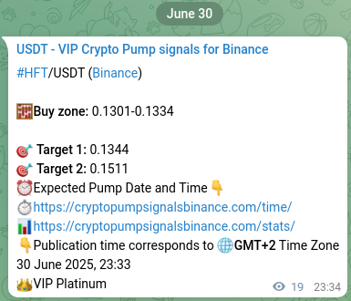 Proof of HFT pump signal on Binance at 01 July 2025, 00:05