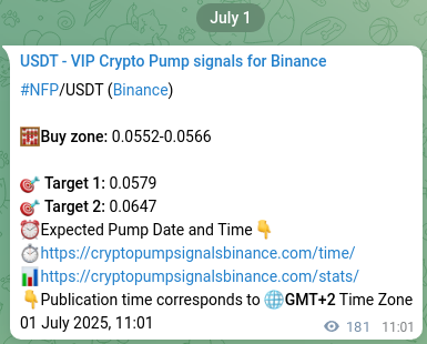 Binance pump signal proof for NFP on 01 July 2025, 16:01
