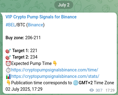 Crypto market signal proof: BEL pump on Binance, 03 July 2025, 02:01