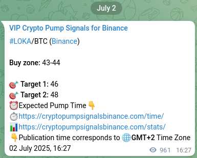 Signal verification: LOKA pump on Binance at 03 July 2025, 19:10