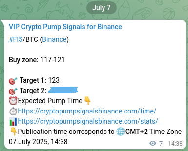 Binance exchange signal proof for FIS, 07 July 2025, 14:49