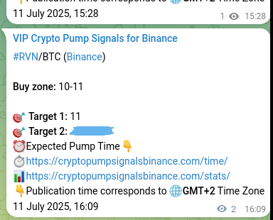 Binance pump signal proof for RVN on 11 July 2025, 16:13