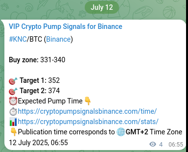 Signal verification: KNC pump on Binance at 12 July 2025, 07:03