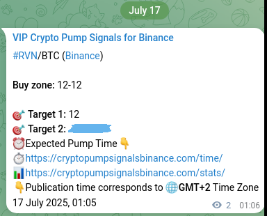 Binance exchange signal proof for RVN, 17 July 2025, 01:09