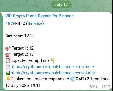Signal verification: RVN pump on Binance at 17 July 2025, 19:26