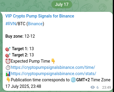 Signal verification: RVN pump on Binance at 18 July 2025, 00:00