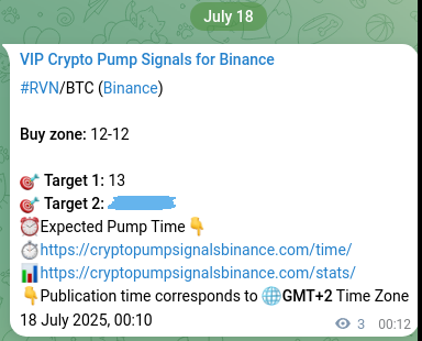 Proof of RVN pump signal on Binance at 18 July 2025, 00:16