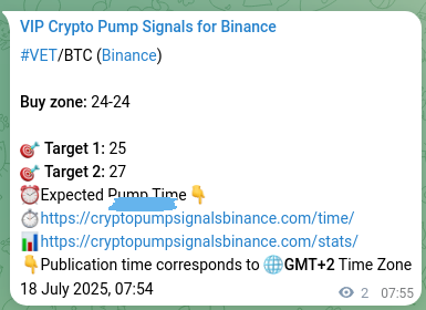 Trading precision: VET signal proof on Binance, 18 July 2025, 07:59