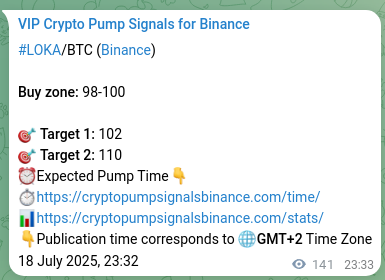 Pump authentication: LOKA signal verification on Binance, 19 July 2025, 03:28