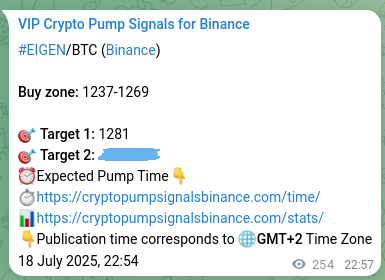 Trading proof: EIGEN signal execution on Binance, 19 July 2025, 05:59