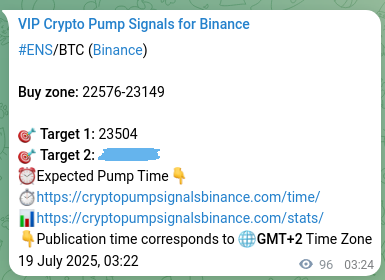 Signal authentication: ENS pump validation on Binance, 19 July 2025, 06:03