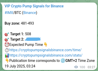 Trading evidence: IMX signal performance on Binance, 19 July 2025, 06:12