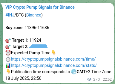 Crypto trading signal proof: INJ pump on Binance, 19 July 2025, 06:21