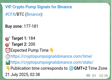 Crypto market signal proof: CFX pump on Binance, 21 July 2025, 05:07