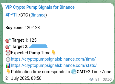 Market signal verification: PYTH on Binance at 21 July 2025, 06:04