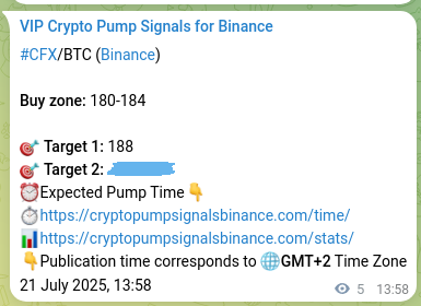 Signal verification: CFX pump on Binance at 21 July 2025, 14:03