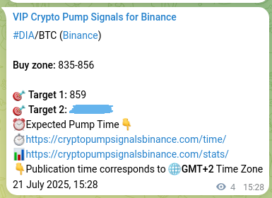 Trading proof: DIA signal execution on Binance, 21 July 2025, 15:34