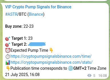 Signal verification: ASTR pump on Binance at 21 July 2025, 16:15