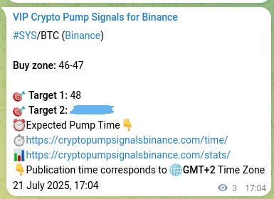 Trading precision: SYS signal proof on Binance, 21 July 2025, 17:10