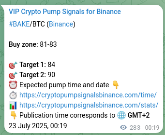 Trading proof: BAKE signal execution on Binance, 23 July 2025, 08:15