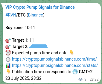 Trading signal proof: RVN pump from Binance, 23 July 2025, 23:38