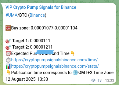 Signal reliability: UMA pump verification on Binance, 12 August 2025, 13:53