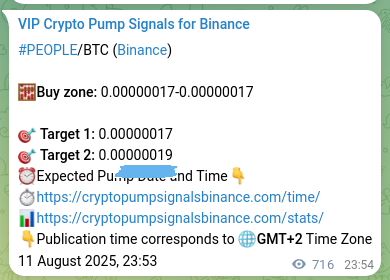 Proof of PEOPLE pump signal on Binance at 12 August 2025, 19:46
