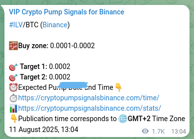 Real-time proof of ILV pump signal on Binance, 13 August 2025, 11:40