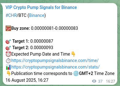 Trading accuracy: CHR signal validation on Binance, 16 August 2025, 17:30