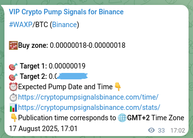 Market signal verification: WAXP on Binance at 17 August 2025, 17:55