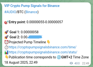 Binance exchange signal proof for AUDIO, 19 August 2025, 09:56