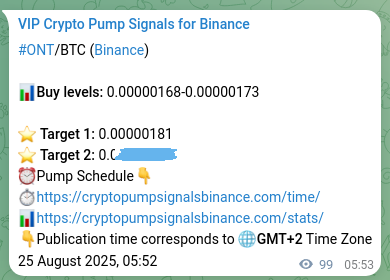 Signal confirmation: ONT pump verification on Binance, 25 August 2025, 08:36