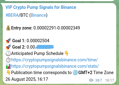 Signal verification: BERA pump on Binance at 27 August 2025, 03:02