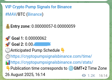 Crypto market signal proof: MAV pump on Binance, 28 August 2025, 01:53