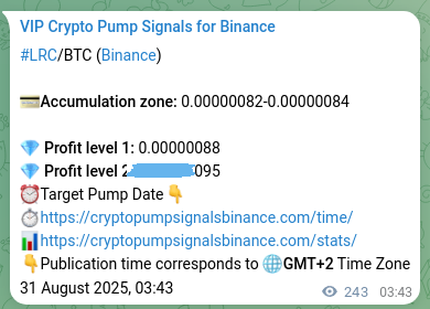 Crypto pump signal proof: LRC on Binance, 31 August 2025, 10:28