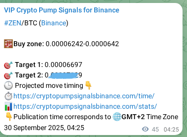 Proof of ZEN pump signal on Binance at 30 September 2025, 05:40