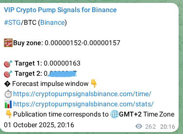 Binance pump signal proof for STG on 02 October 2025, 03:34