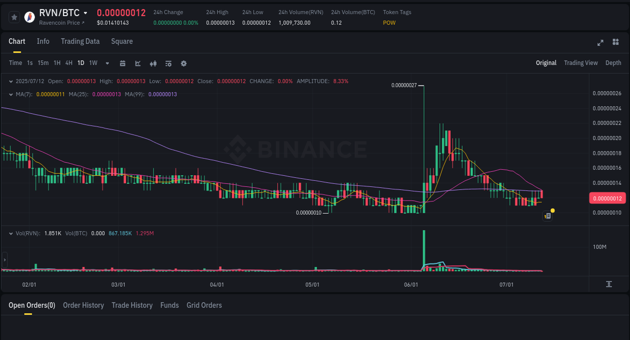 RVN price surge report from Binance, timestamp: 12 July 2025, 03:04