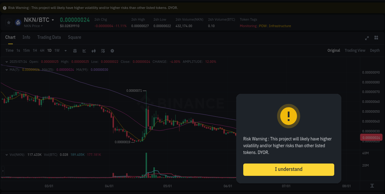 Trading opportunity: NKN pump on Binance at 24 July 2025, 12:11