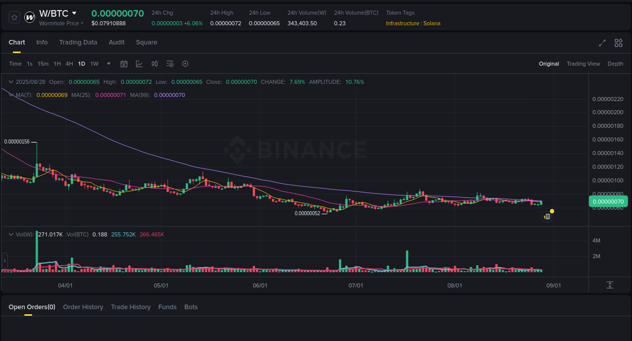 Report of W pump on Binance at 28 August 2025, 16:09